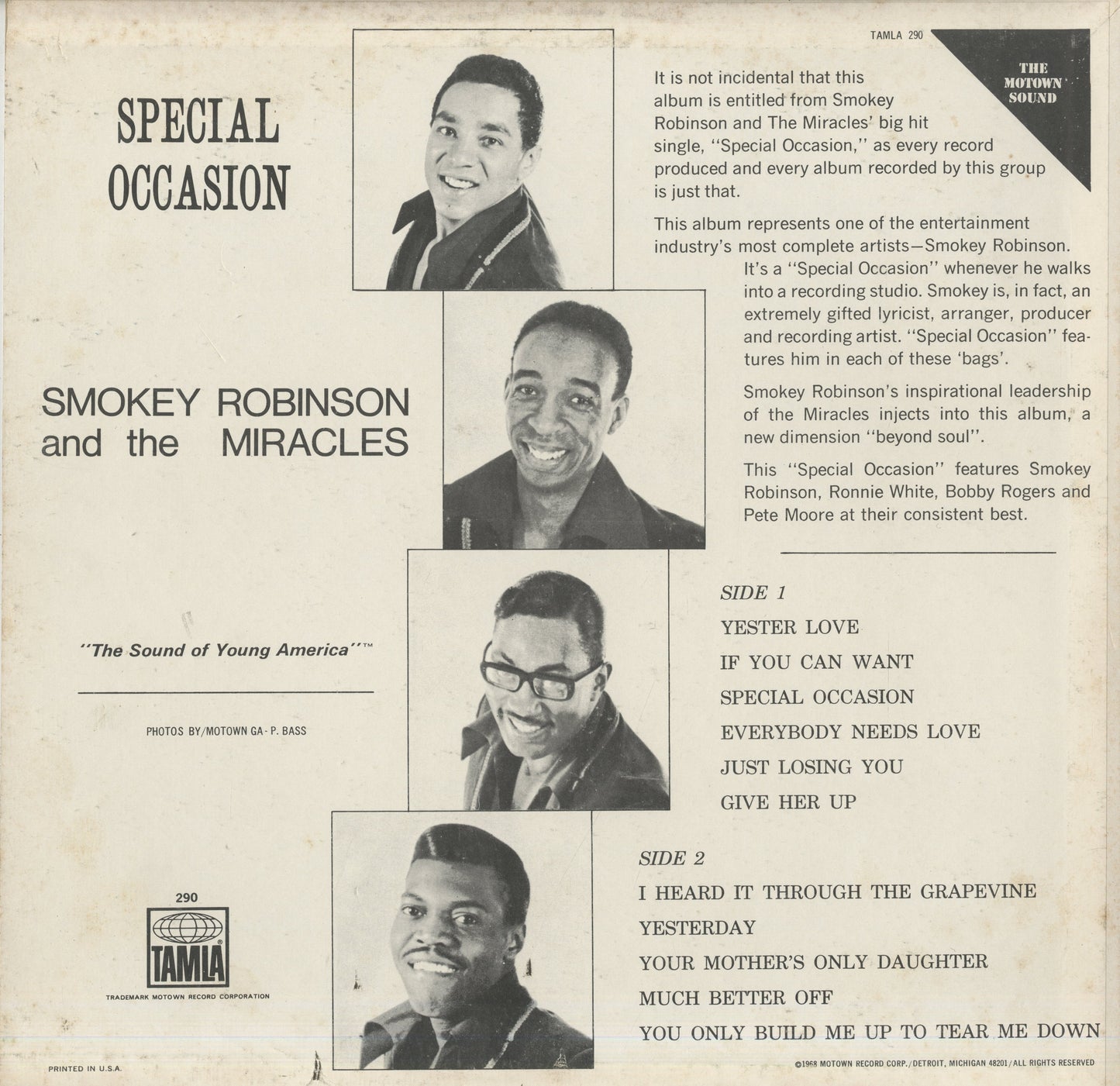 Smokey Robinson / スモーキー・ロビンソン＆ミラクルズ / Special Occasion (TS290)