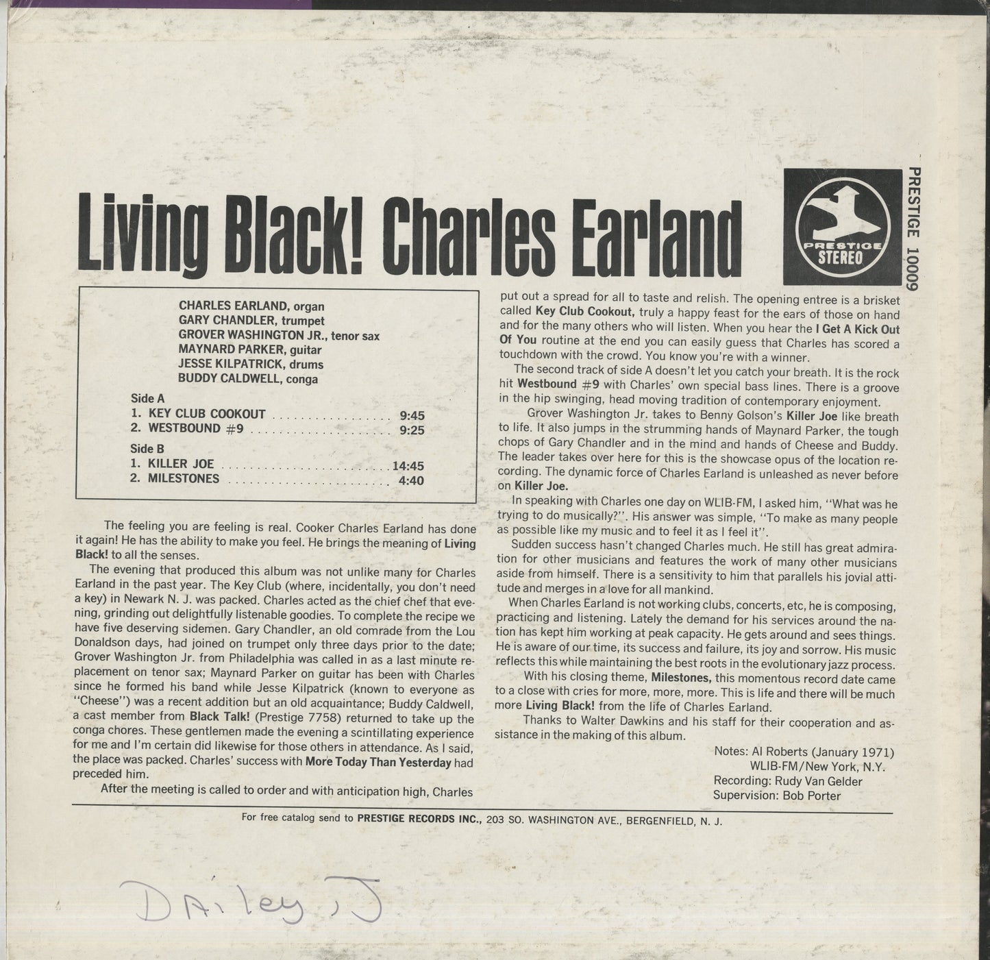 Charles Earland / チャールズ・アーランド / Living Black! (PRST 10009)