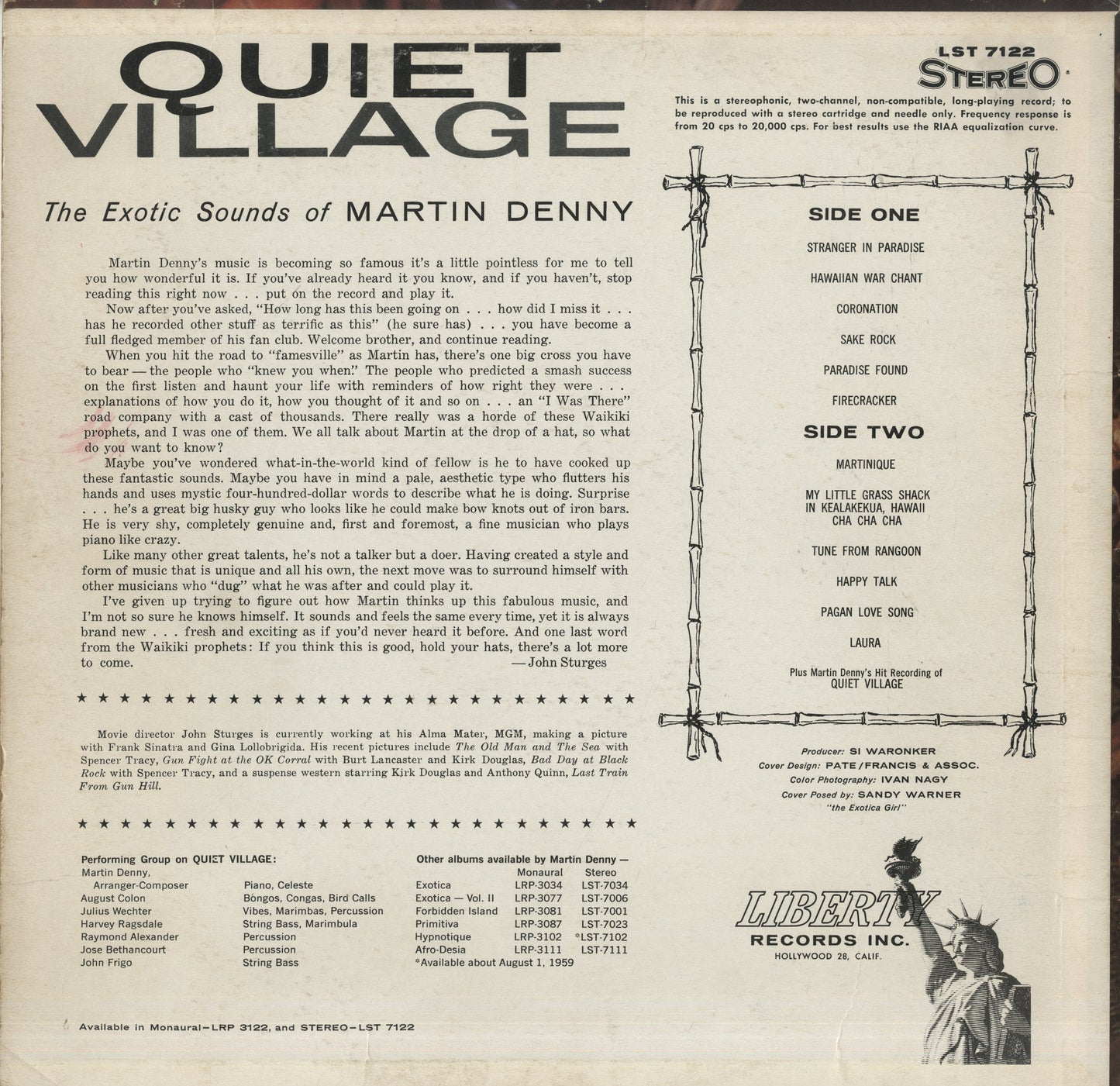 Martin Denny / マーチン・デニー / Quiet Village (LST7122)