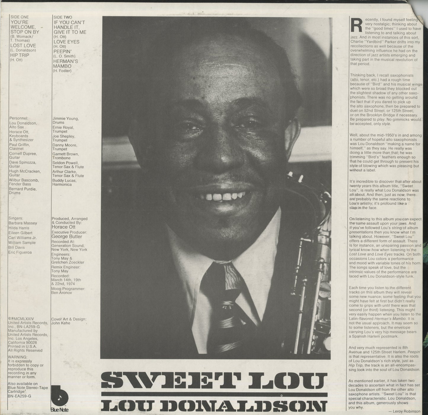 Lou Donaldson / ルー・ドナルドソン / Sweet Lou (BN-LA259-G)