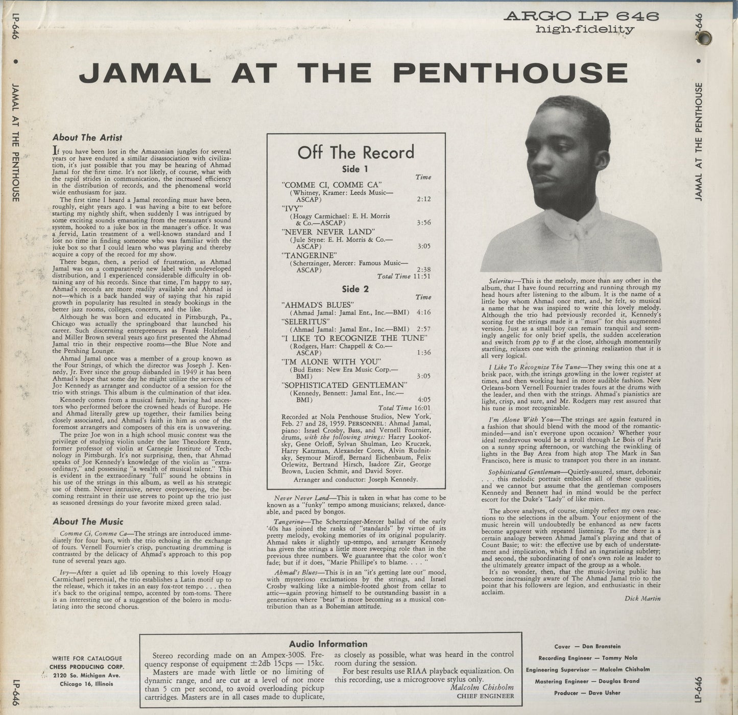 Ahmad Jamal / アーマッド・ジャマル / Jamal At The Penthouse (LP-646)