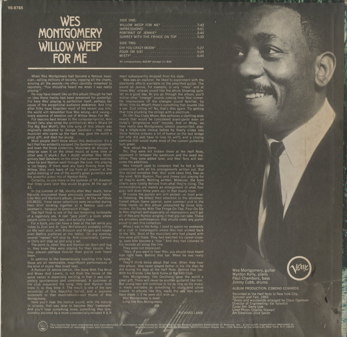 Wes Montgomery / ウェス・モンゴメリー / Willow Weep For Me (V6-8765)