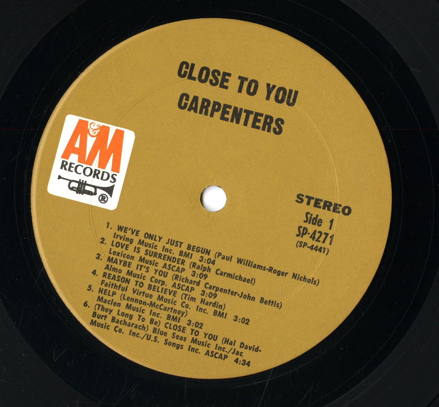 Carpenters / カーペンターズ / Close To You (SP 4271)