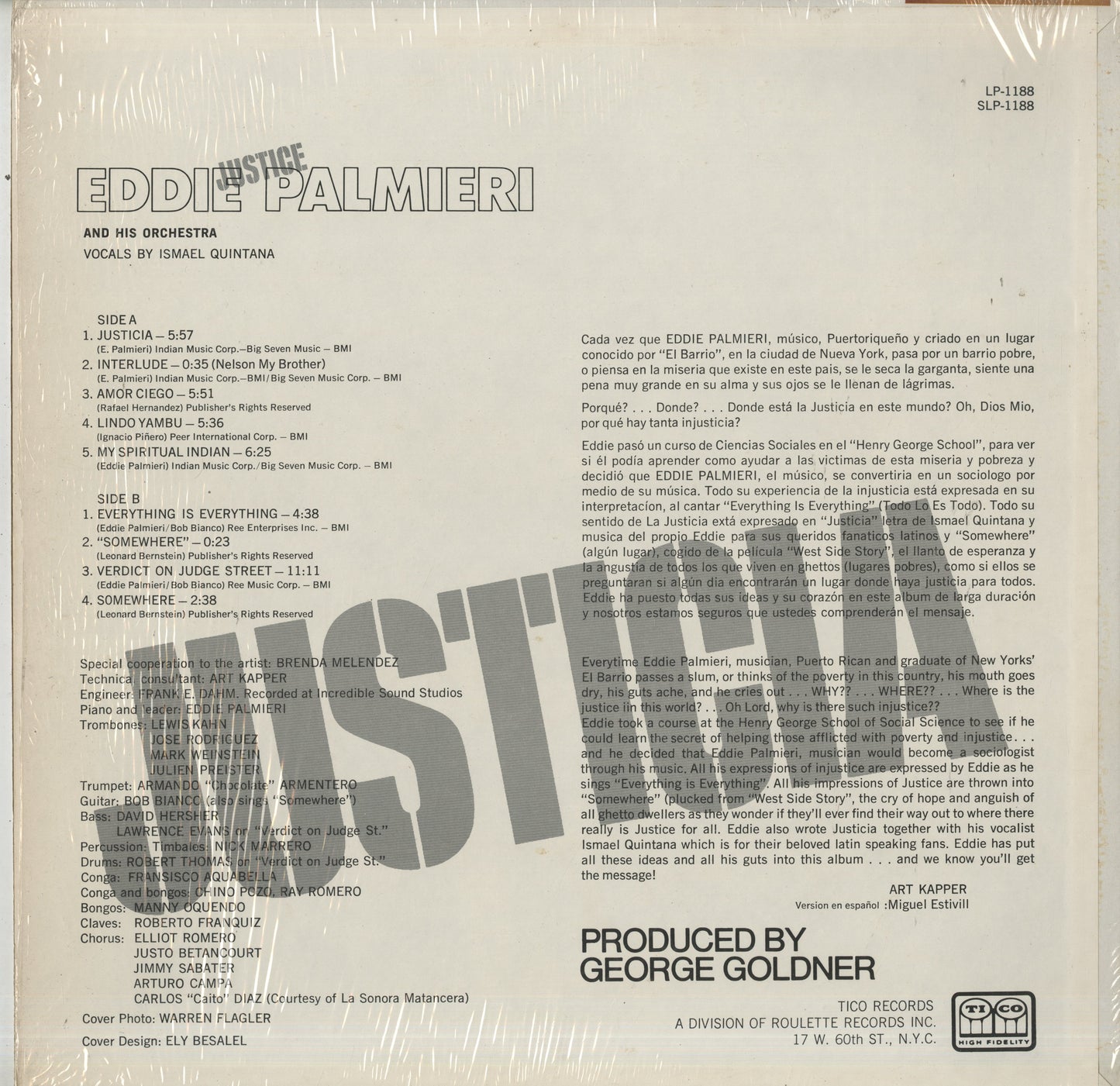 Eddie Palmieri / エディ・パルミエリ / Justicia (SLP-1188)