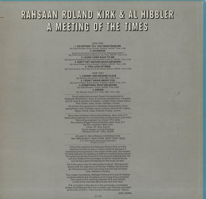 Rahsaan Roland Kirk & Al Hibbler / ローランド・カーク　アル・ヒブラー / A Meetins Of The Times (SD1630)