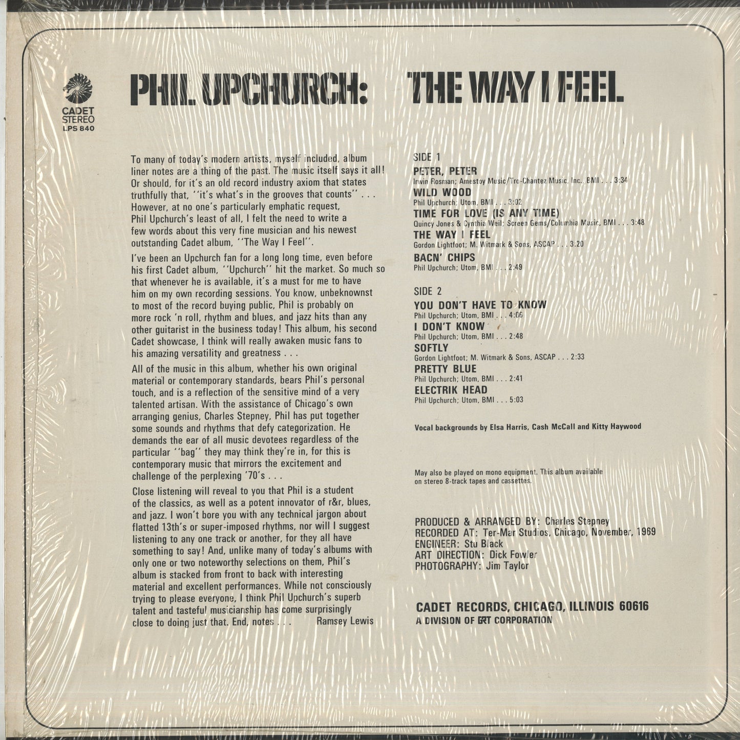 Phil Upchurch / フィル・アップチャーチ / The Way I Feel (LPS 840)