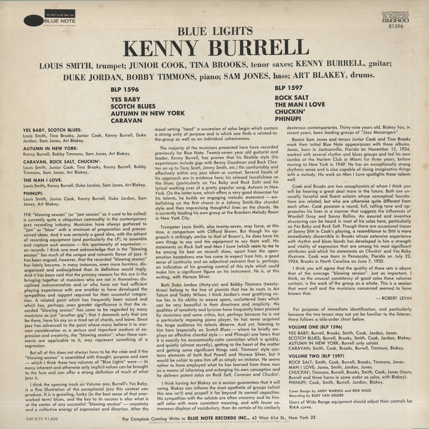 Kenny Burrell / ケニー・バレル / Blue Lights Volume 1 (BST 81596)