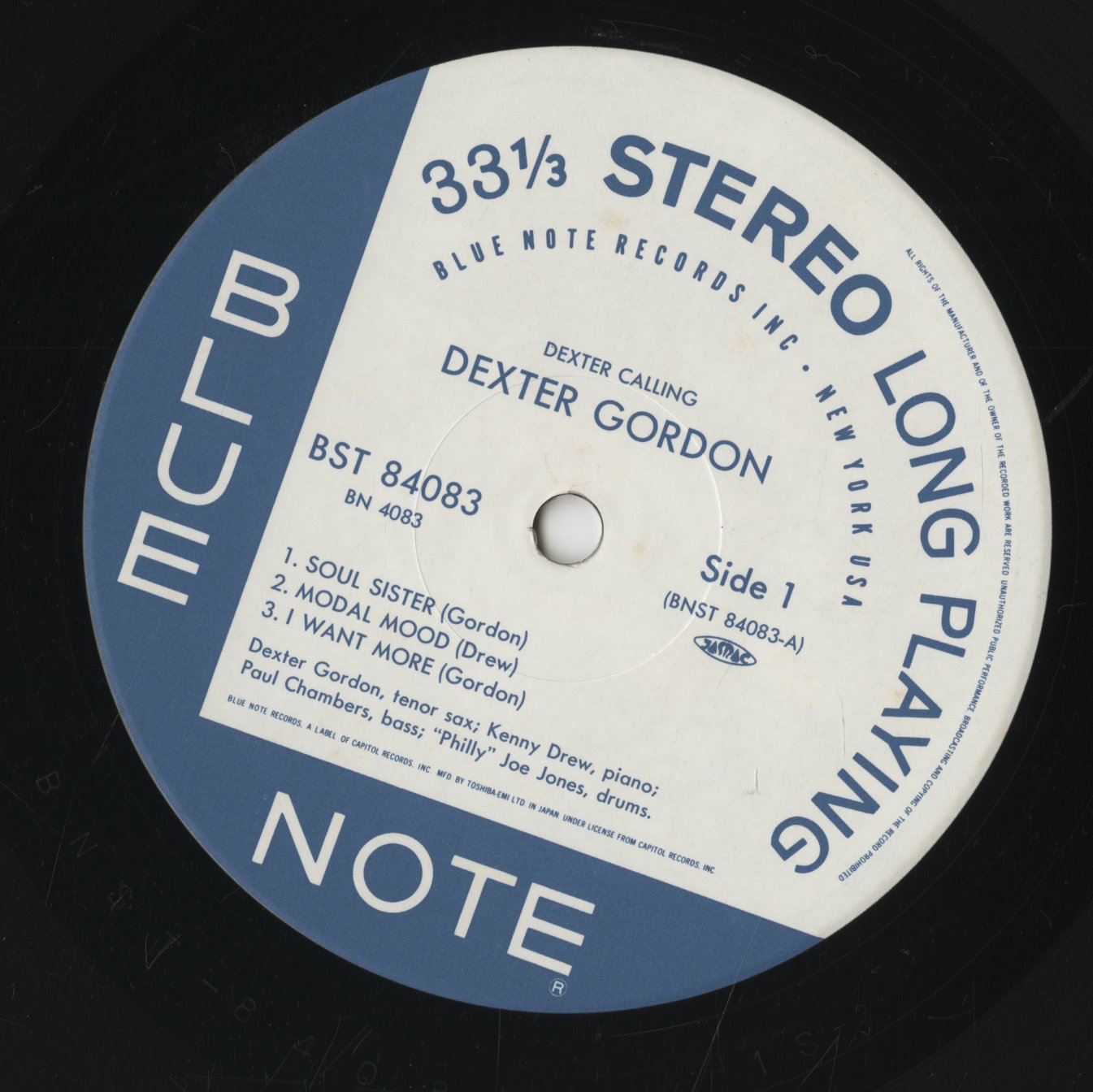 Dexter Gordon / デクスター・ゴードン / Dexter Calling (BN 4083)