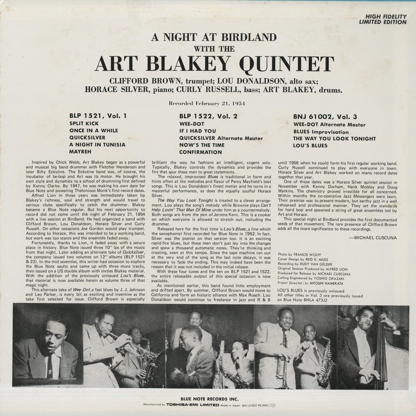 Art Blakey / The Jazz Messengers At Cafe Bohemia Volume 3 (BNJ 61007)