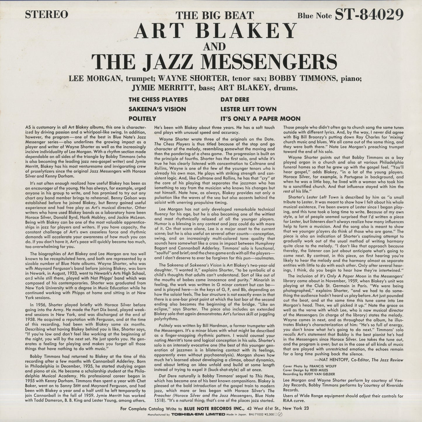 Art Blakey / アート・ブレイキー＆ジャズ・メッセンジャーズ / The Big Beat (BNJ 71052)