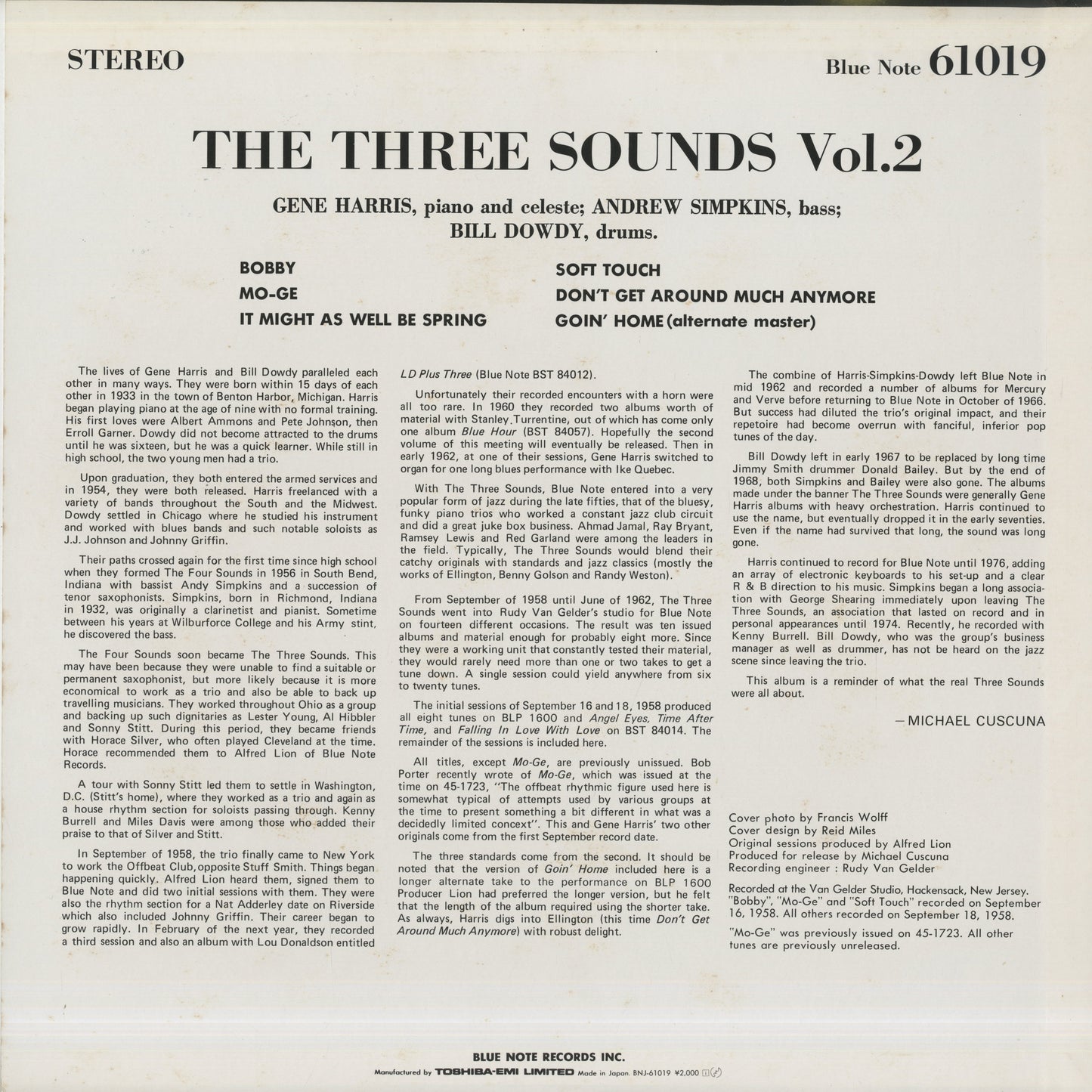 The Three Sounds / スリー・サウンズ / The Three Sounds Vol.2 (BNJ-61019)