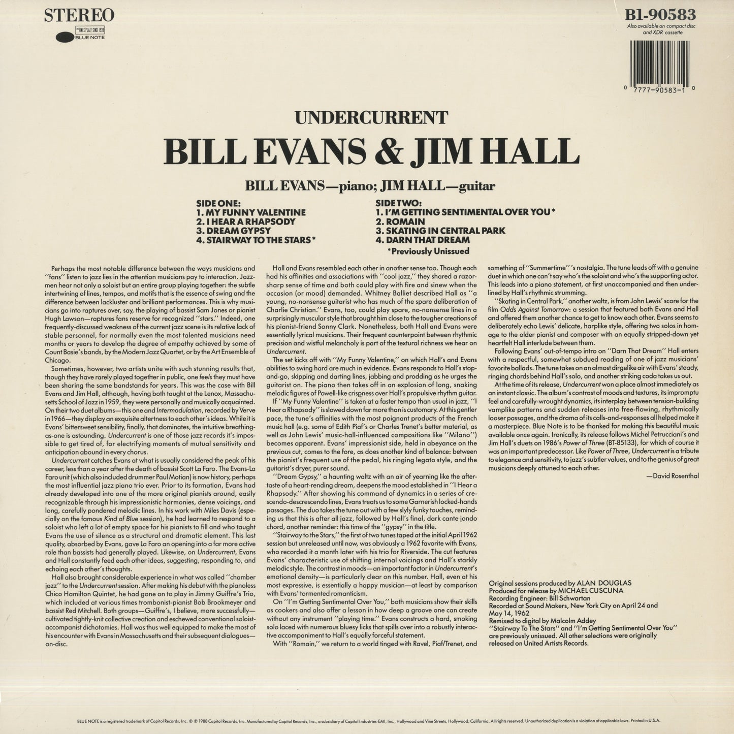 Bill Evans - Jim Hall / ビル・エヴァンス　ジム・ホール / Undercurrent (B1-90583)