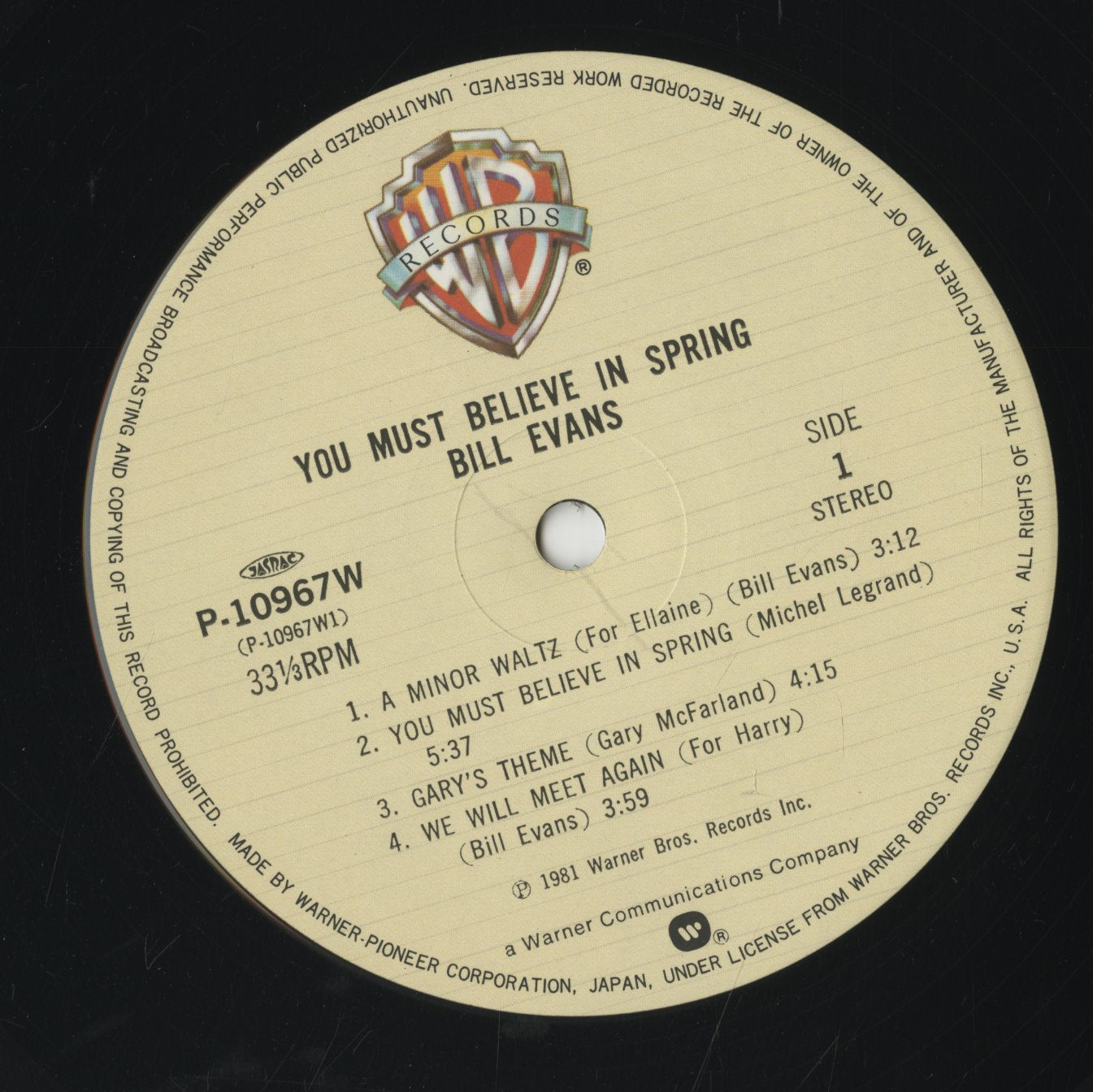Bill Evans / ビル・エヴァンス / You Must Believe In Spring (P