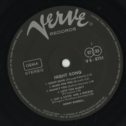 Kenny Burrell / ケニー・バレル / Night Song (V6-8751)