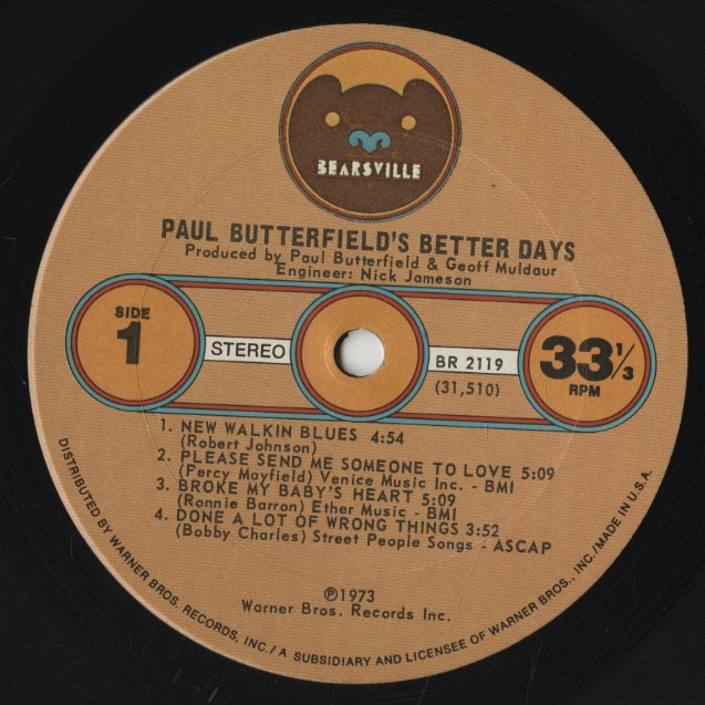 Paul Butterfield / ポール・バターフィールド / Better Days (BR 2119)