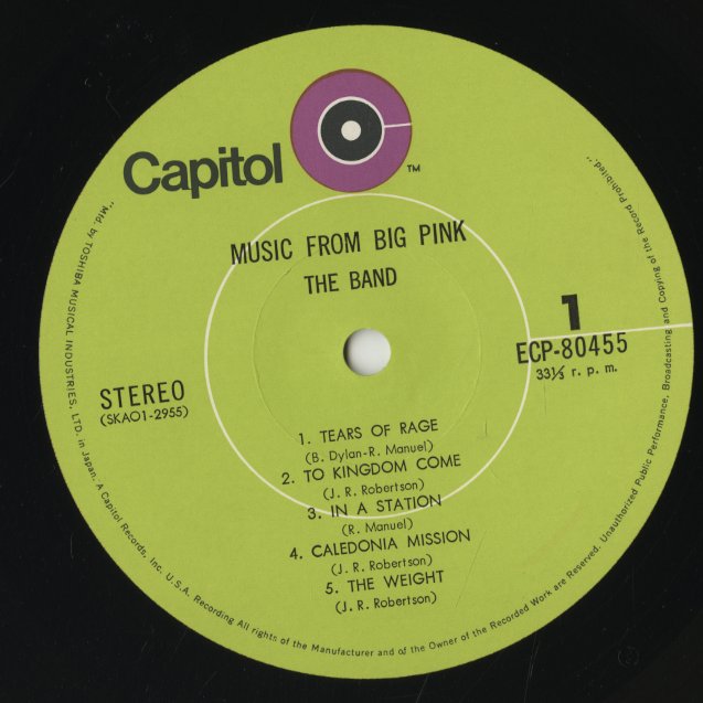 The Band / ザ・バンド / Music From Big Pink (ECP80455) – VOXMUSIC WEBSHOP