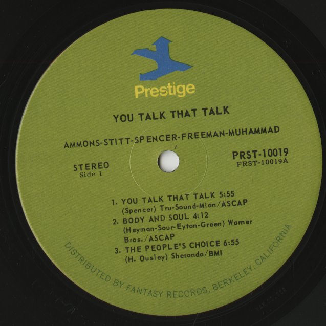 Gene Ammons & Sonny Stitt / ジーン・アモンズ　ソニー・スティト / You Talk That Talk (PR 10019)