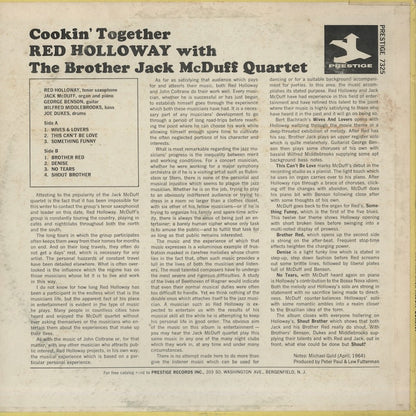 Red Holloway With The Brother Jack McDuff Quartet / レッド・ホロウェイ　ジャック・マクダフ / Cookin’ Together (PRST 7325)