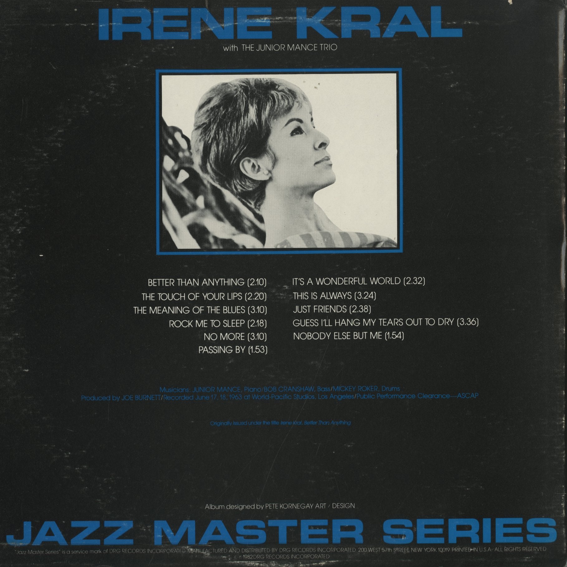 Irene Kral / アイリーン・クラール / Better Than Anything (MRS505 