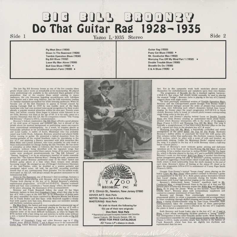 Big Bill Broonzy / ビッグ・ビル・ブルーンジー / Do That Guitar Rag 1928-1935 (180g)  L-1035