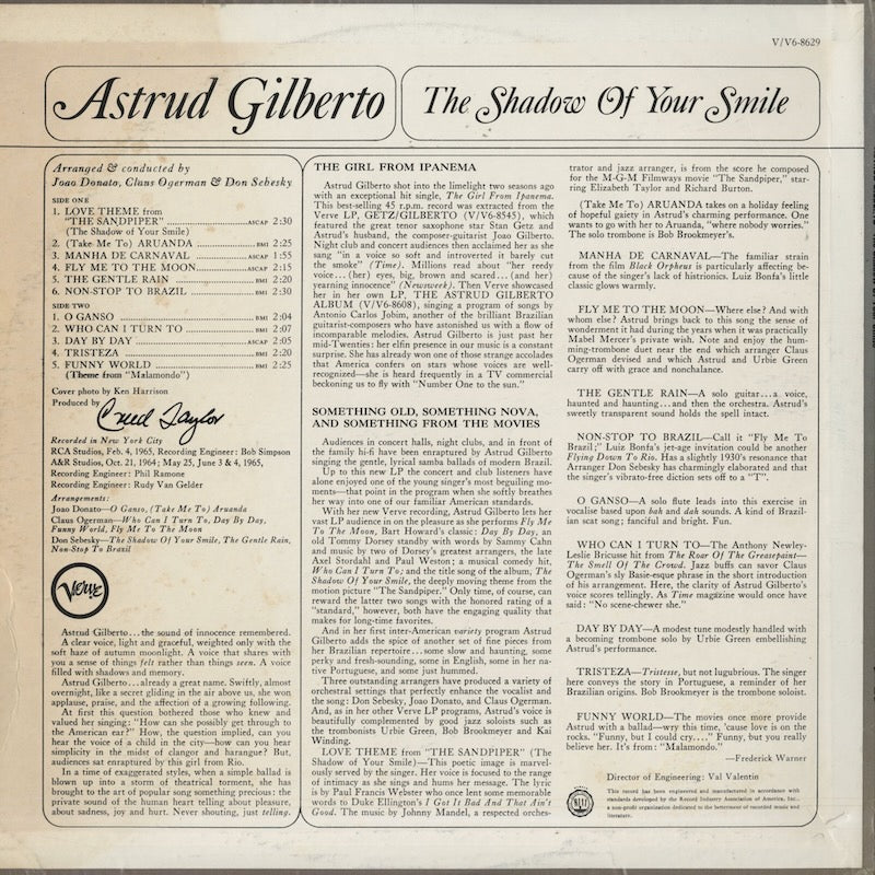 Astrud Gilberto / アストラッド・ジルベルト / The Shadow Of Your Smile (V-8629)