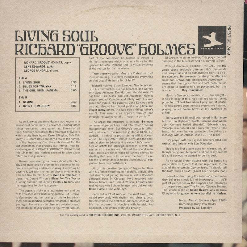 Richard Groove Holmes / リチャード・グルーヴ・ホルムズ / Living Soul (PRST7468)