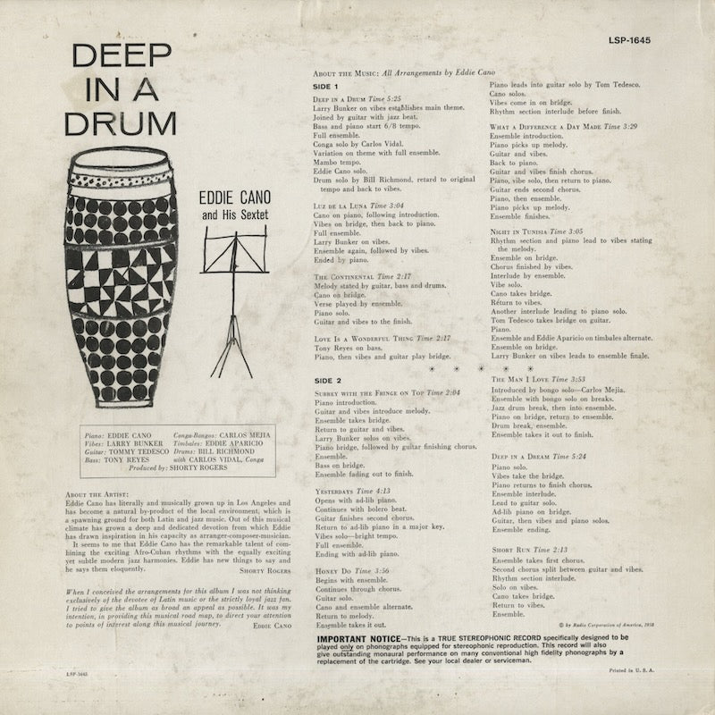Eddie Cano / エディ・カノ / Deep In A Drum (LSP-1645)