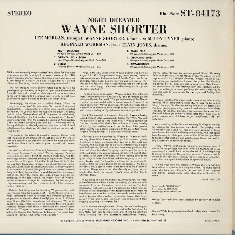 Wayne Shorter / ウェイン・ショーター / Night Dreamer (BST84173
