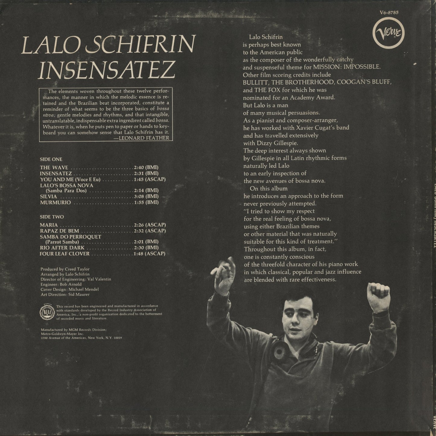 Lalo Schifrin / ラロ・シフリン / Insensatez (V6-8785)