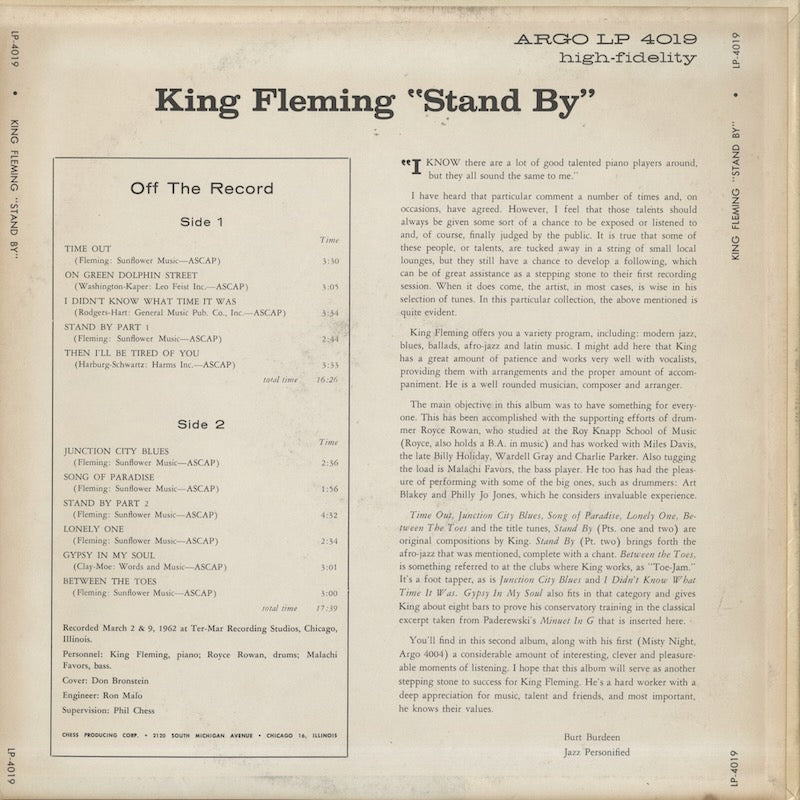King Fleming / キング・フレミング・トリオ / Stand By (LPS 4019)