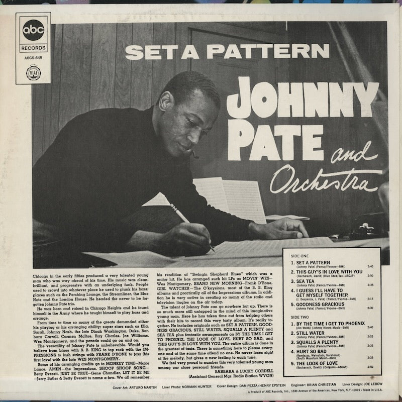 Johnny Pate / ジョニー・ペイト / Set A Pattern (ABCS-649)
