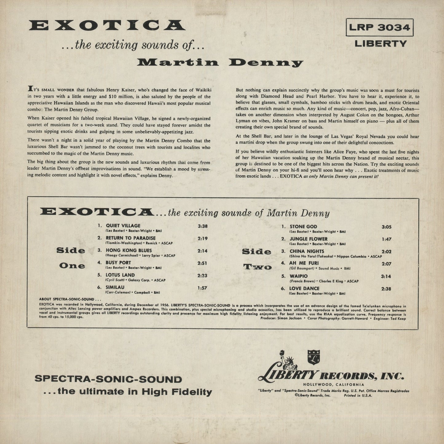 Martin Denny / マーチン・デニー / Exotica -MONO (LRP 3034)