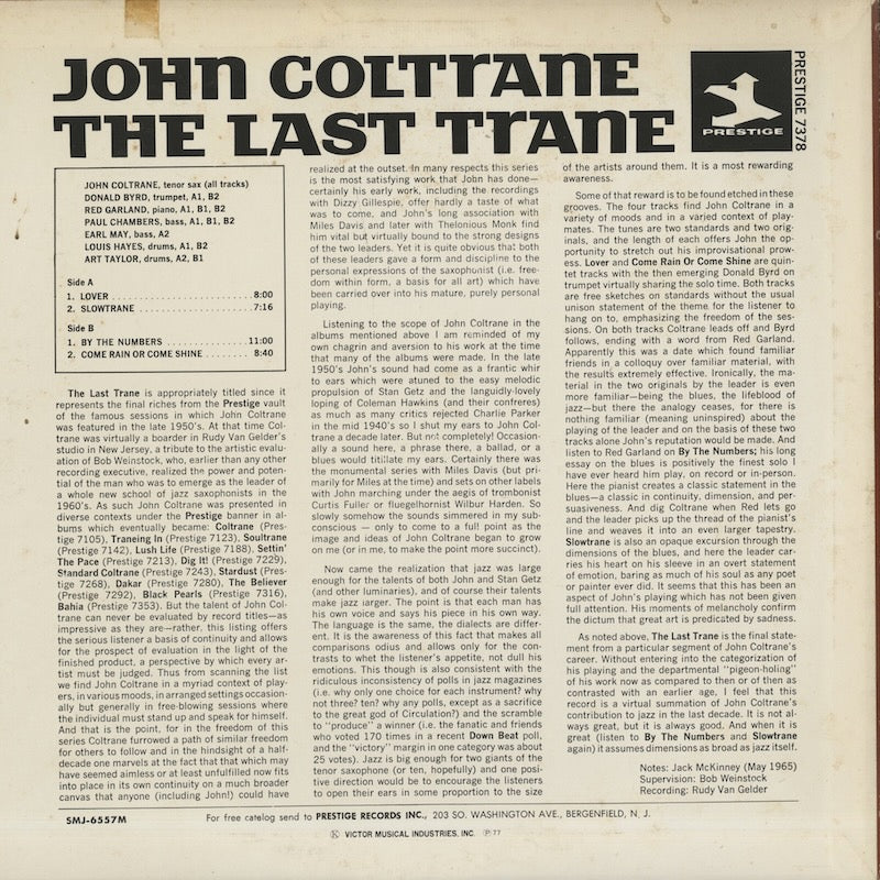 John Coltrane / ジョン・コルトレーン / The Last Trane (SMJ-6557M)