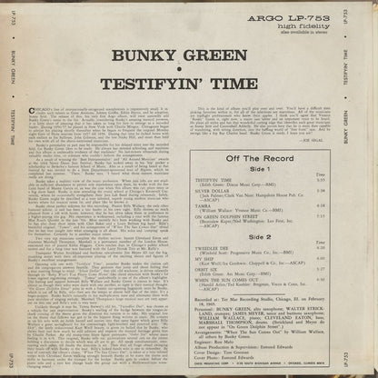 Bunky Green / バンキー・グリーン / Testifyin' Time (LP-753)
