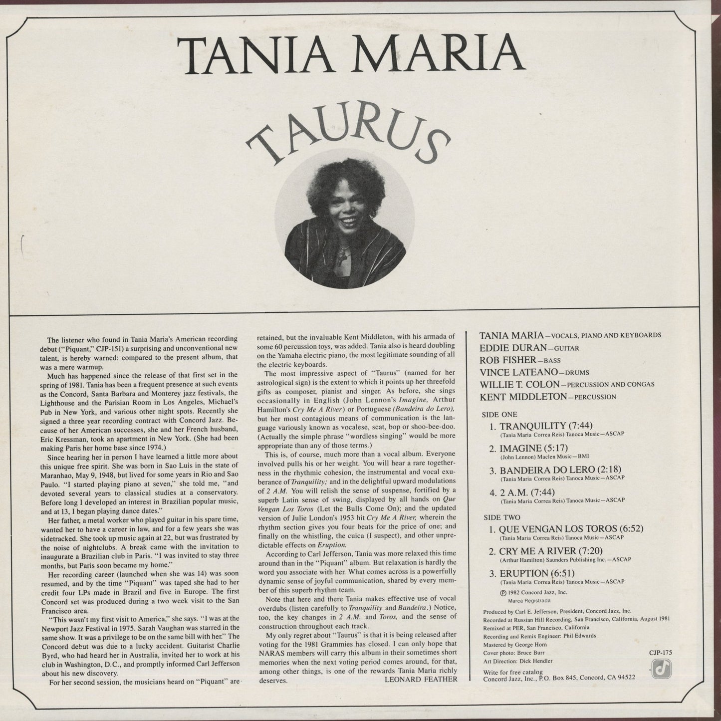 Tania Maria / タニア・マリア / Taurus (CJP 175)