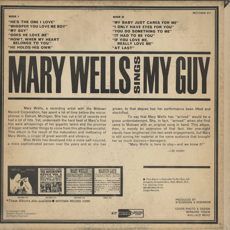 Mary Wells / メアリー・ウェルズ / Sings My Guy (M 167)