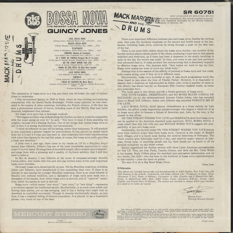 Quincy Jones / クインシー・ジョーンズ / Big Band Bossa Nova (SR 60751)