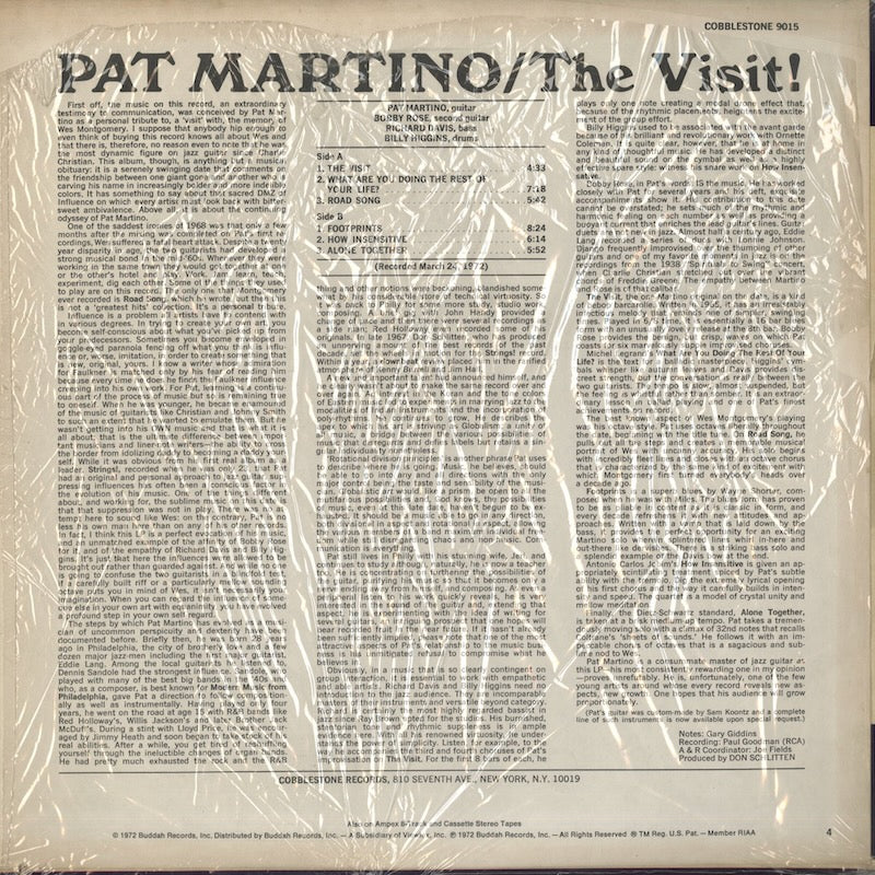 Pat Martino / パット・マルティーノ / The Visit! (CST9015)