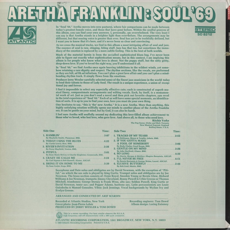 アレサフランクリン SOUL'69 見本盤 非売品 - 洋楽