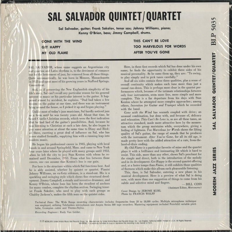 Sal Salvador / サル・サルヴァドール / Sal Salavdor Quintet (BN-5035)