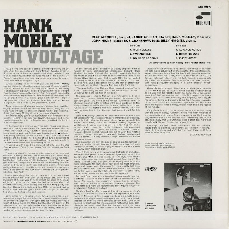 Hank Mobley / ハンク・モブレー / Hi Voltage (BNJ71094)