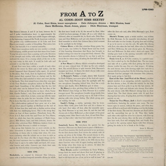 Al Cohn - Zoot Sims Sextet / アル・コーン　ズート・シムズ / From A To Z (LPM-1282)