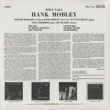 Hank Mobley / ハンク・モブレイ / Roll Call (4058)