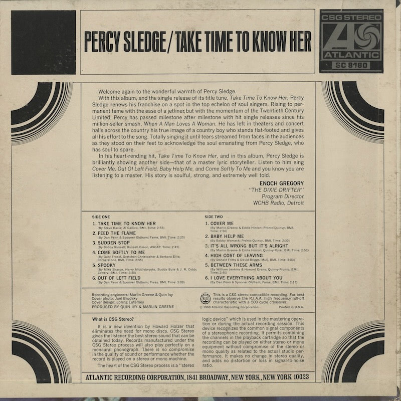 Percy Sledge / パーシー・スレッジ / Take Time To Know Her (SC 8180