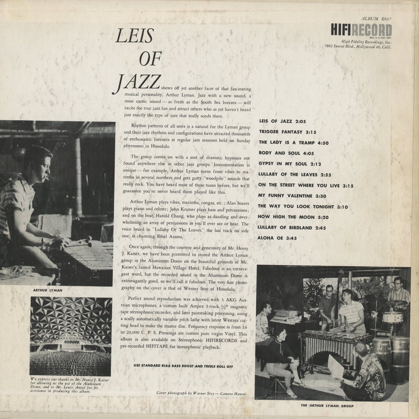 Arthur Lyman / アーサー・ライマン / Leis Of Jazz (R607)