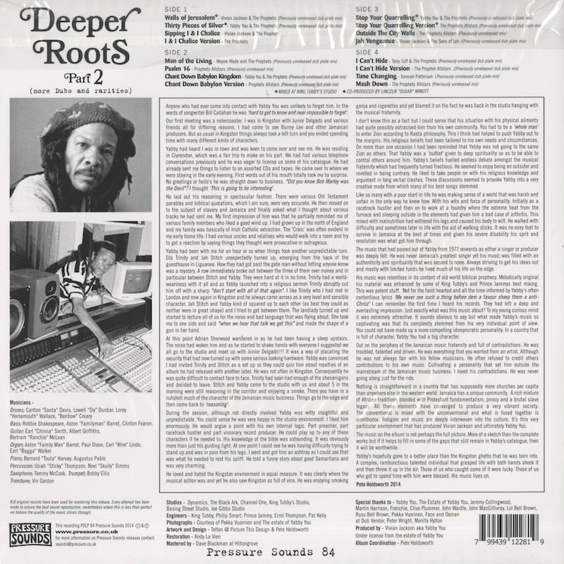 Yabby You / ヤビー・ユー / Deeper Roots Part 2 (More Dubs & Rarities) -2LP / PSLP84