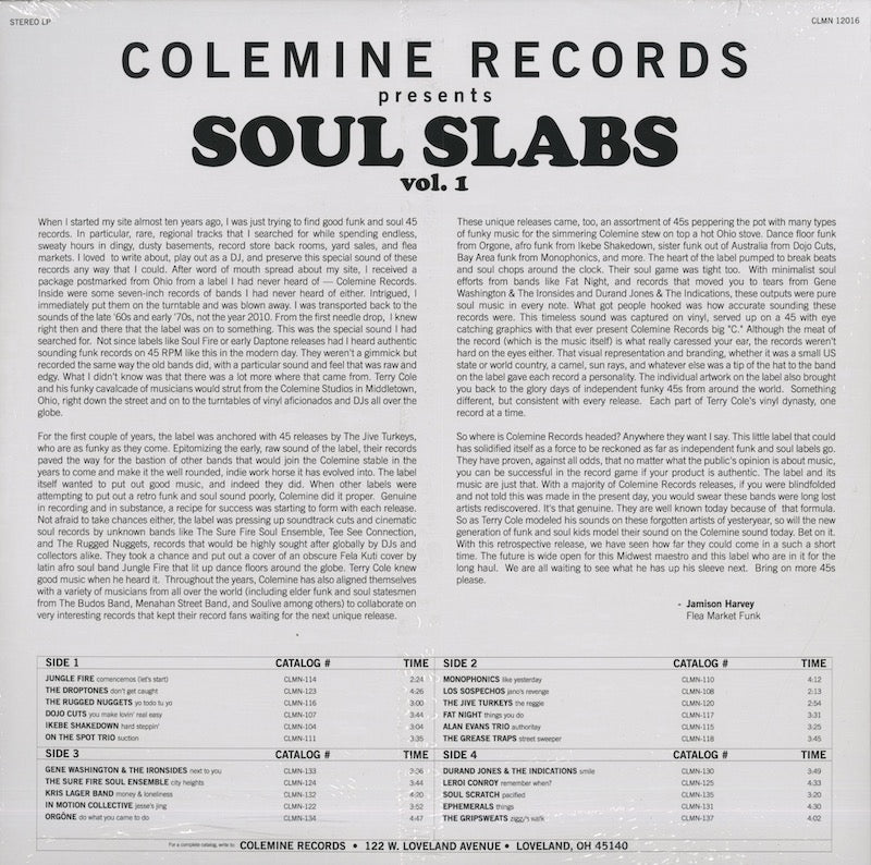 V.A./ Soul Slabs - Vol.1 : 22 Cuts from Colemine 7-inch Catalog -2LP  (CLMN 12016)