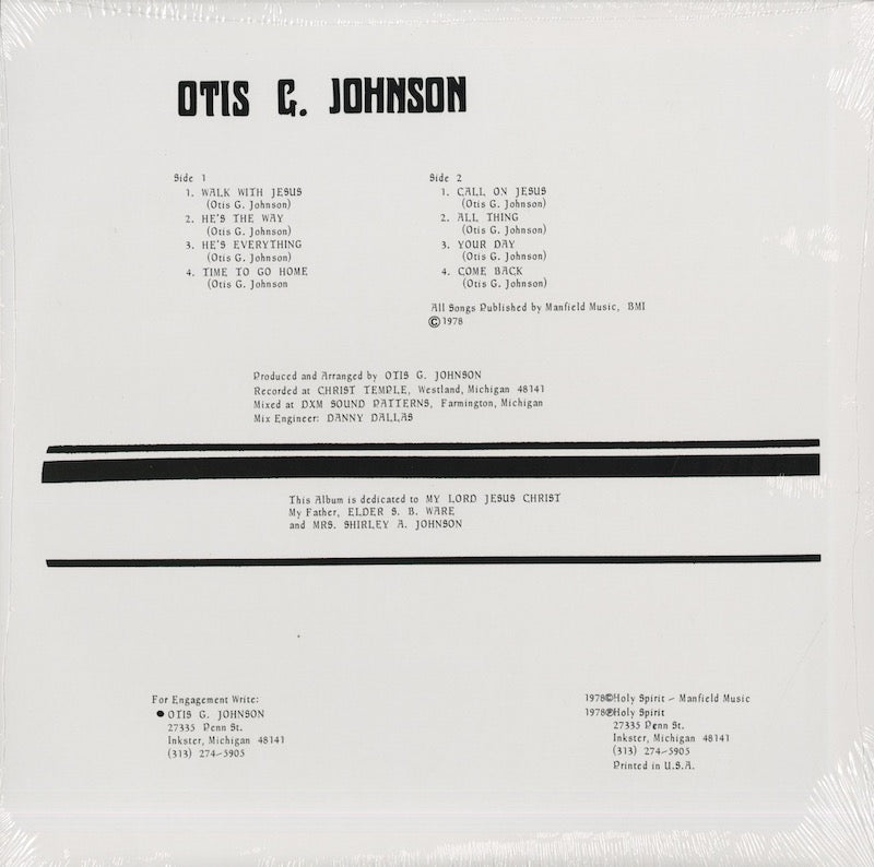 Otis G. Johnson / オーティス G. ジョンソン / Everything -God Is Love '78 (NUM 1209LP)