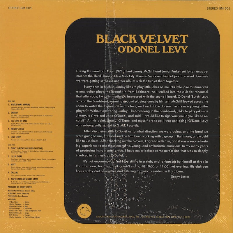 O'Donel Levy / オドネル・レヴィ / Black Velvet (GRVM501)