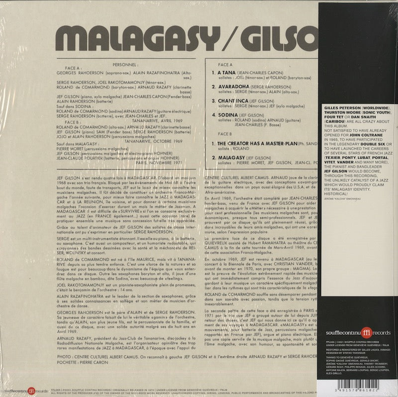 Jef Gilson  / ジェフ・ジルソン / Malagasy (180g) (FFL066)